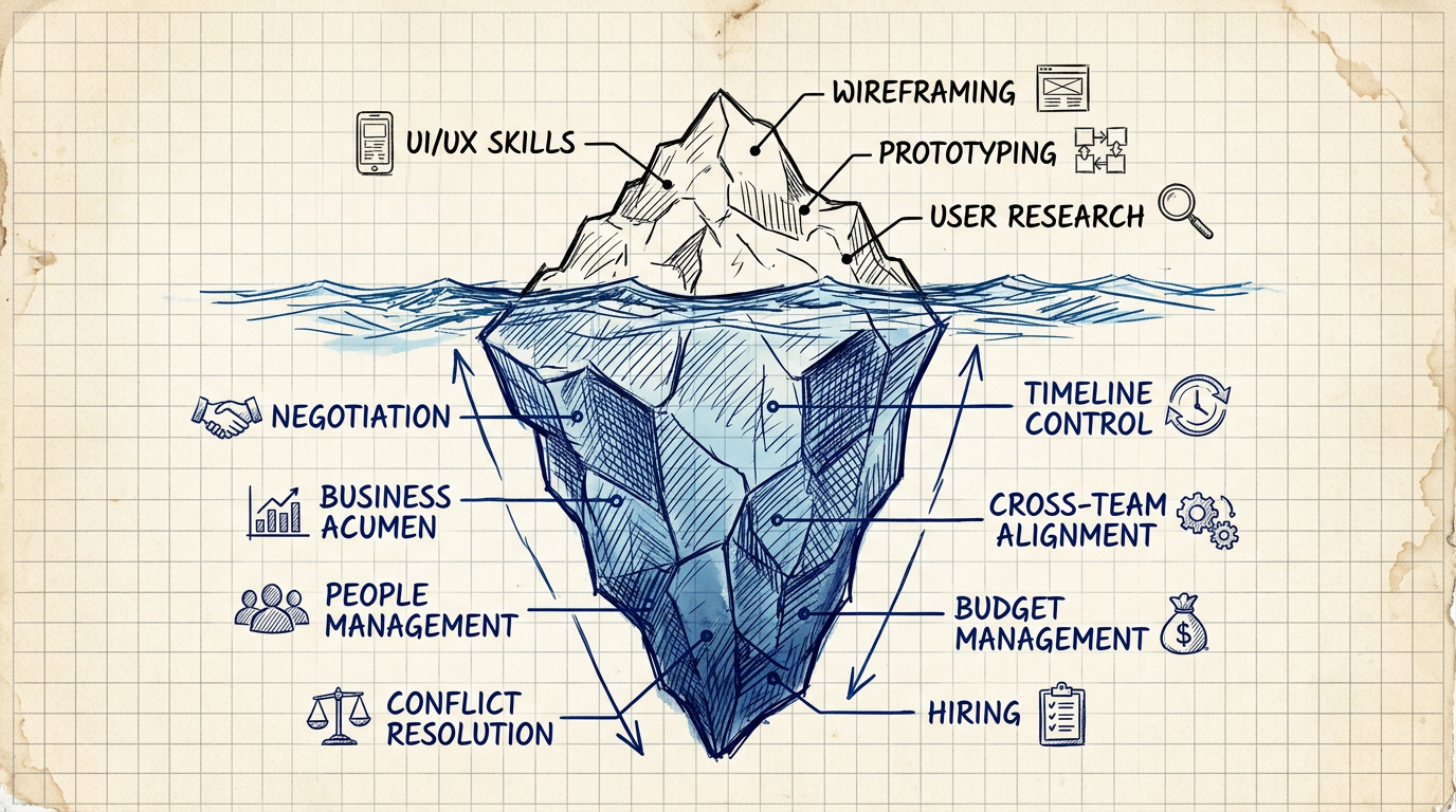 The iceberg — skills hidden beneath the UX Manager title