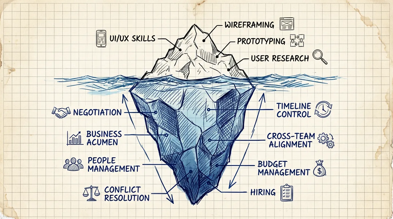 The iceberg — skills hidden beneath the UX Manager title